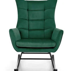 Garnero Arredamenti Poltrone Relax|Poltroncine Imbottite-Poltrona a dondolo relax imbottita in velluto scuro Nanna Verde