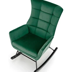 Garnero Arredamenti Poltrone Relax|Poltroncine Imbottite-Poltrona a dondolo relax imbottita in velluto scuro Nanna Verde