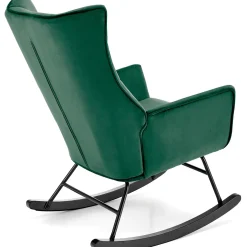 Garnero Arredamenti Poltrone Relax|Poltroncine Imbottite-Poltrona a dondolo relax imbottita in velluto scuro Nanna Verde