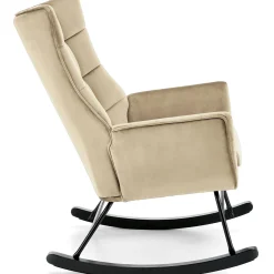 Garnero Arredamenti Poltrone Relax|Poltroncine Imbottite-Poltrona a dondolo relax imbottita in velluto Nanna Beige