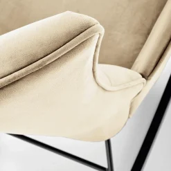 Garnero Arredamenti Poltrone Relax|Poltroncine Imbottite-Poltrona a dondolo relax imbottita in velluto Nanna Beige