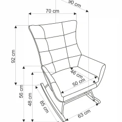 Garnero Arredamenti Poltroncine Imbottite|Poltrone Relax-Poltrona a dondolo relax imbottita in velluto giallo Nanna Senape