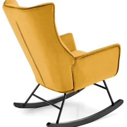 Garnero Arredamenti Poltroncine Imbottite|Poltrone Relax-Poltrona a dondolo relax imbottita in velluto giallo Nanna Senape