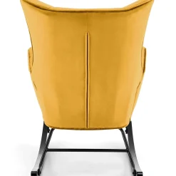 Garnero Arredamenti Poltroncine Imbottite|Poltrone Relax-Poltrona a dondolo relax imbottita in velluto giallo Nanna Senape