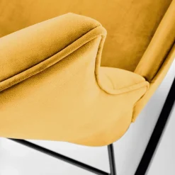 Garnero Arredamenti Poltroncine Imbottite|Poltrone Relax-Poltrona a dondolo relax imbottita in velluto giallo Nanna Senape