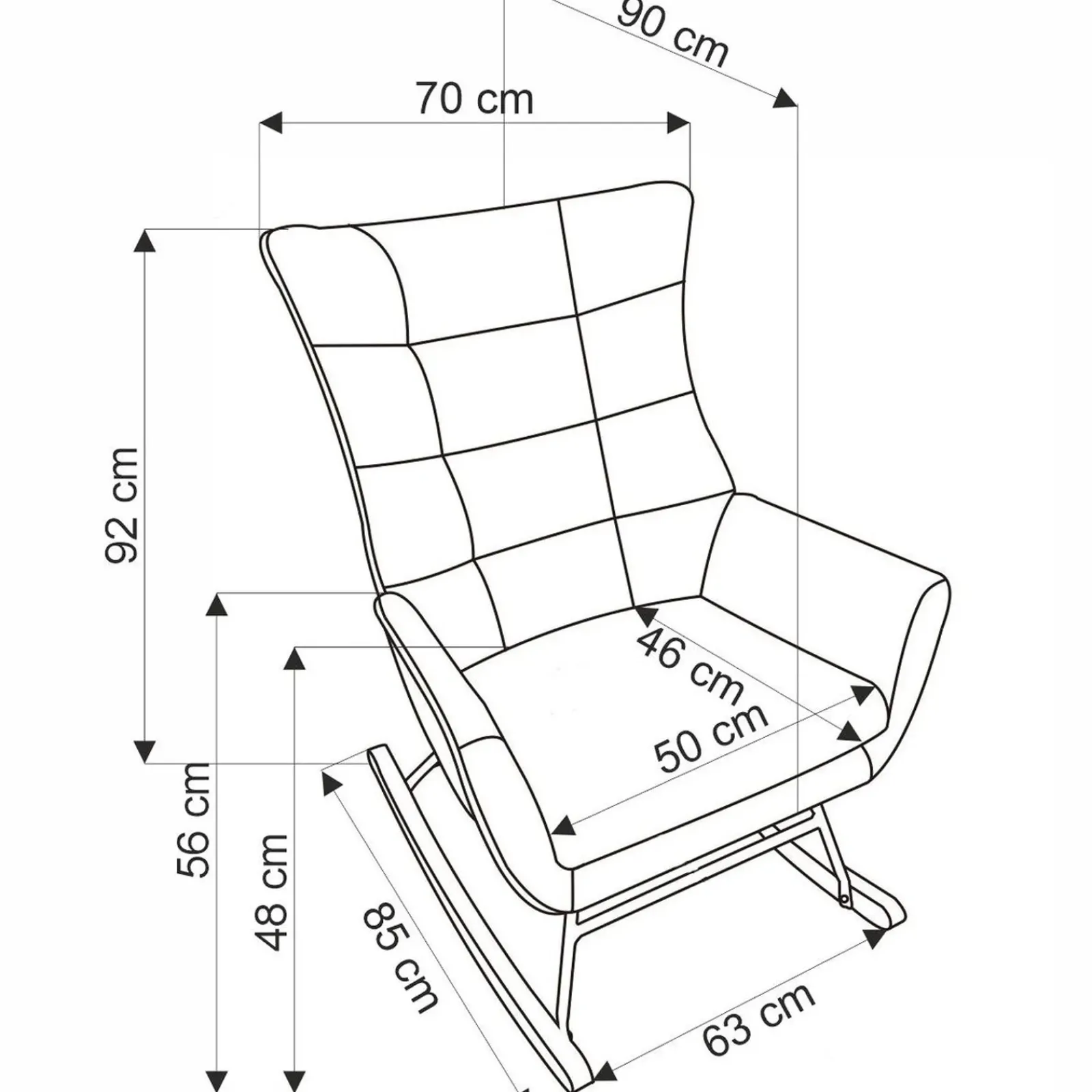 Garnero Arredamenti Poltrone Relax|Poltroncine Imbottite-Poltrona a dondolo relax imbottita in velluto Nanna Nero
