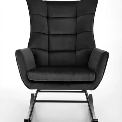 Garnero Arredamenti Poltrone Relax|Poltroncine Imbottite-Poltrona a dondolo relax imbottita in velluto Nanna Nero