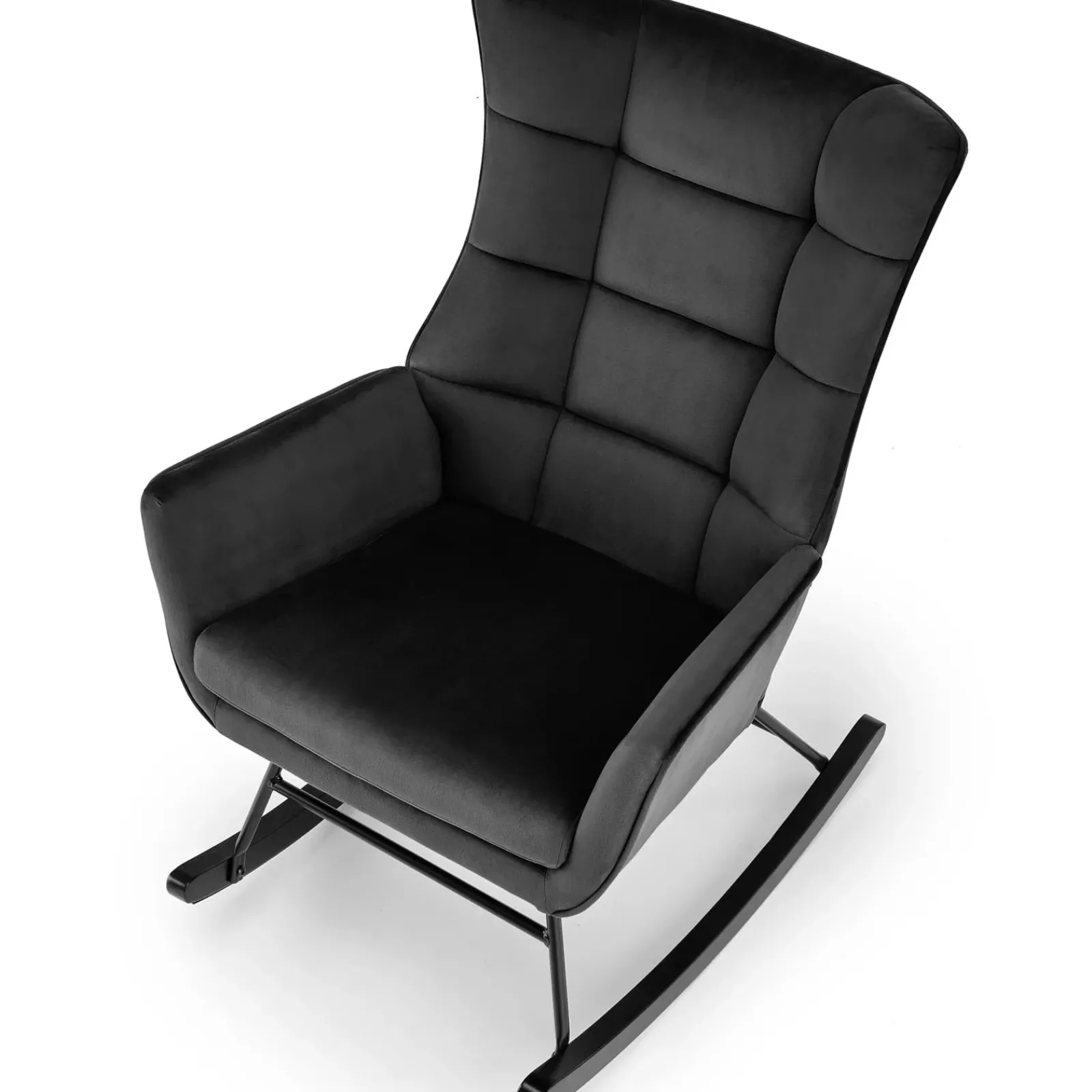 Garnero Arredamenti Poltrone Relax|Poltroncine Imbottite-Poltrona a dondolo relax imbottita in velluto Nanna Nero