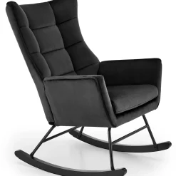 Garnero Arredamenti Poltrone Relax|Poltroncine Imbottite-Poltrona a dondolo relax imbottita in velluto Nanna Nero