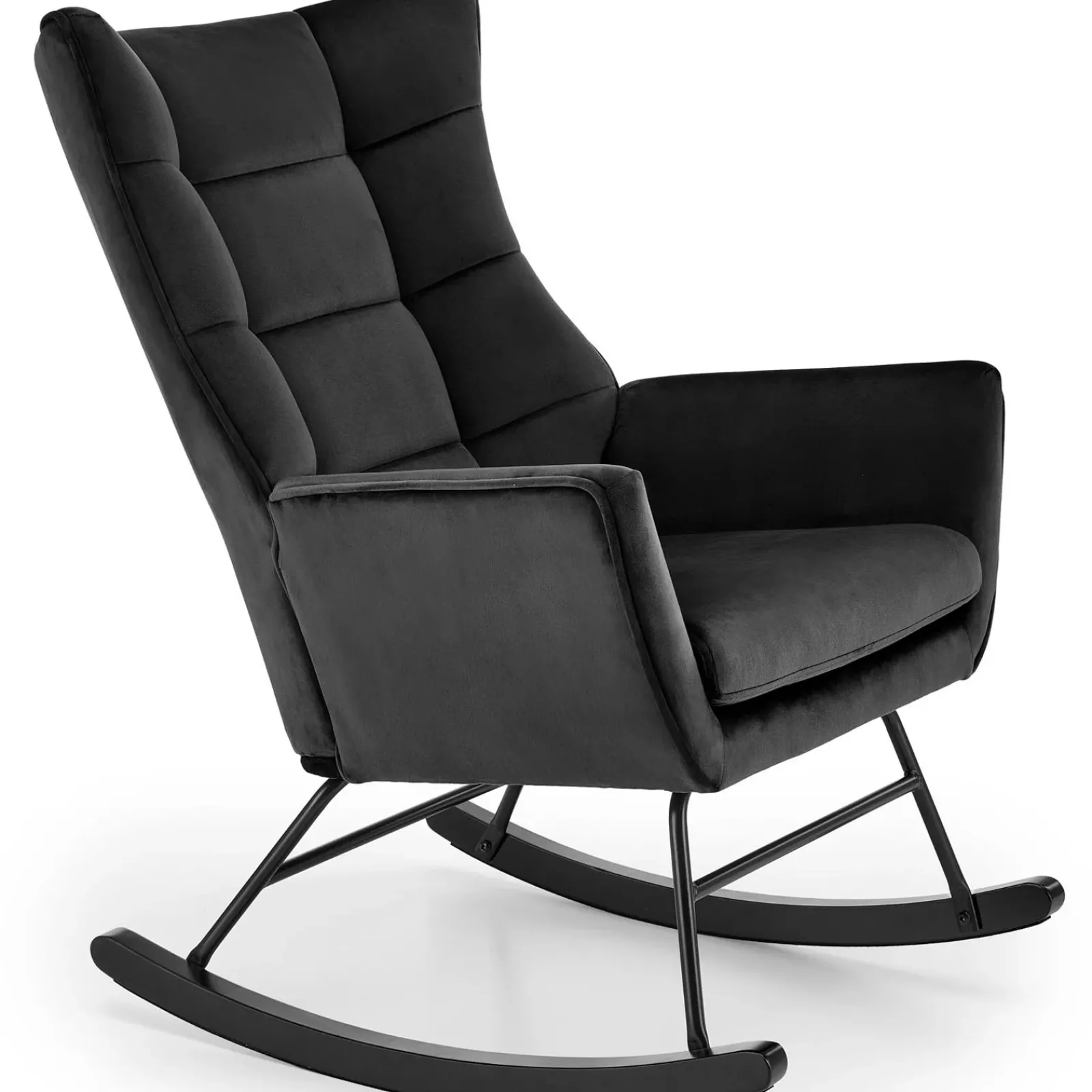 Garnero Arredamenti Poltrone Relax|Poltroncine Imbottite-Poltrona a dondolo relax imbottita in velluto Nanna Nero