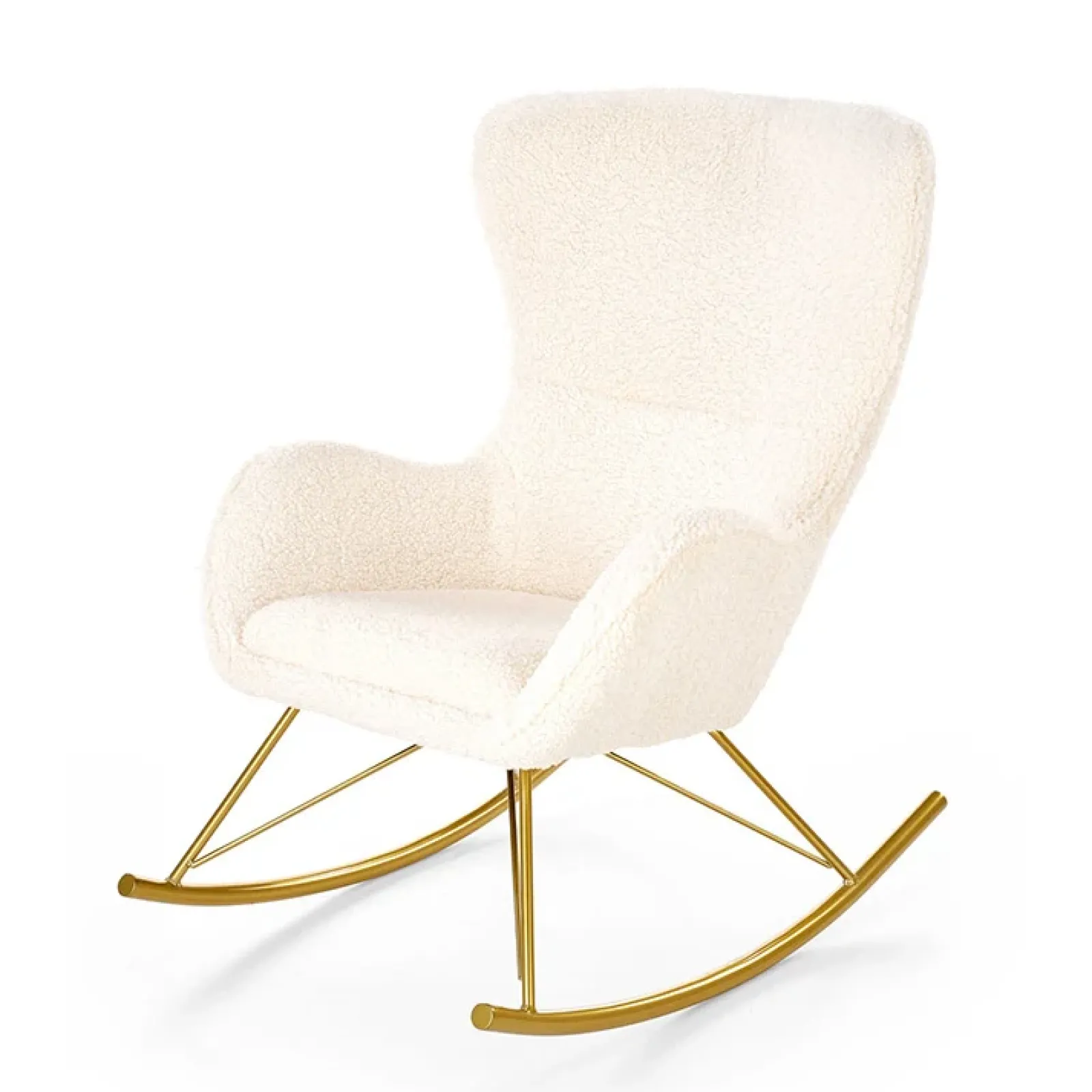 Garnero Arredamenti Poltrone Design|Poltrone Relax-Poltrona a dondolo relax imbottita in tessuto panna oro Spitz Bianco Opaco - Oro