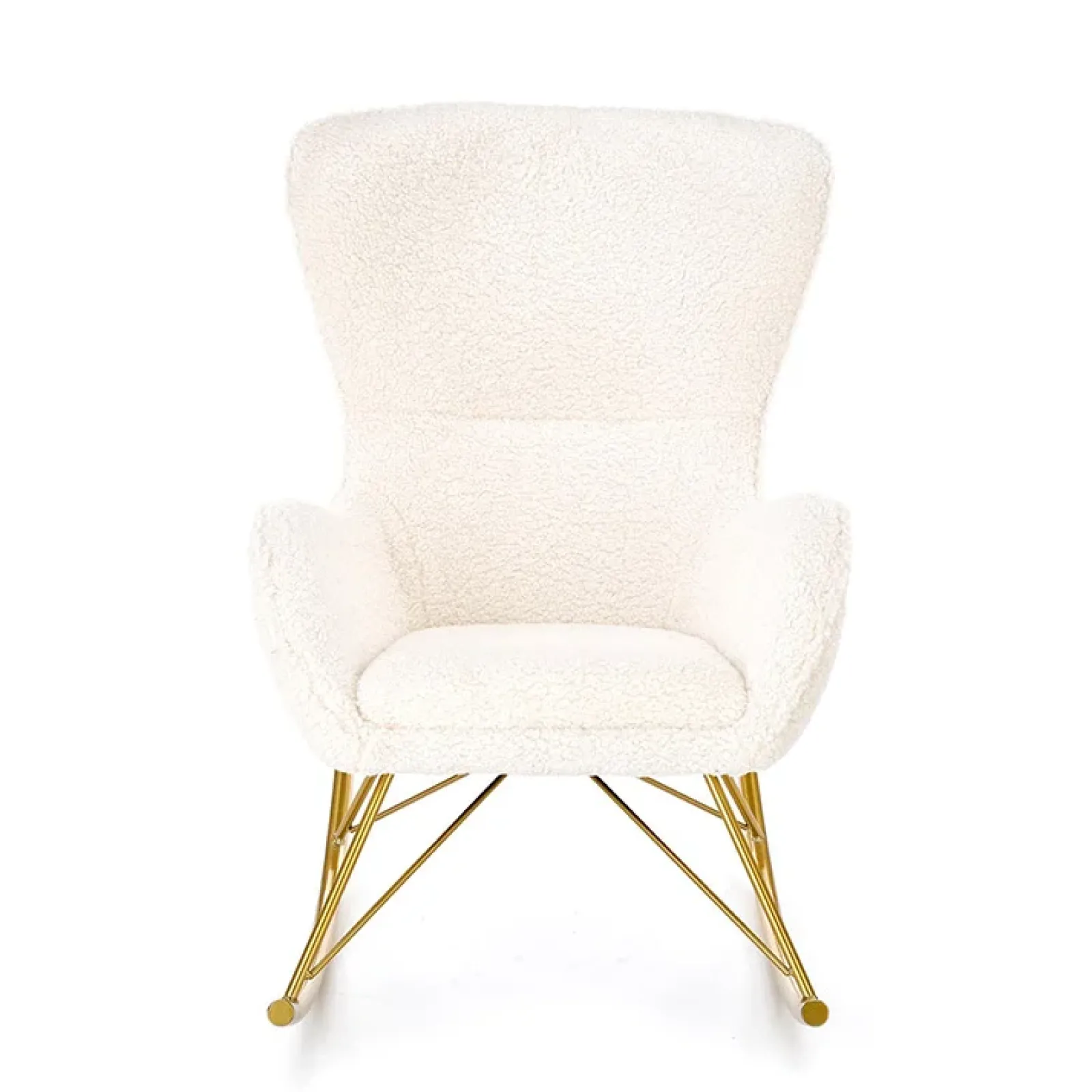 Garnero Arredamenti Poltrone Design|Poltrone Relax-Poltrona a dondolo relax imbottita in tessuto panna oro Spitz Bianco Opaco - Oro