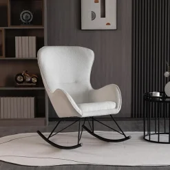 Garnero Arredamenti Poltrone Design|Poltrone Relax-Poltrona a dondolo relax imbottita in tessuto panna nero Spitz Bianco - Nero