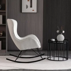 Garnero Arredamenti Poltrone Design|Poltrone Relax-Poltrona a dondolo relax imbottita in tessuto panna nero Spitz Bianco - Nero