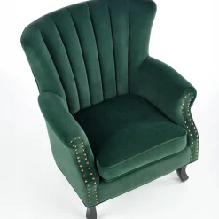 Garnero Arredamenti Poltrone Design|Poltrone Relax-Poltrona classica relax imbottita in velluto verde scuro Mazia Tessuto Vellutino Verde