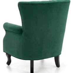 Garnero Arredamenti Poltrone Design|Poltrone Relax-Poltrona classica relax imbottita in velluto verde scuro Mazia Tessuto Vellutino Verde