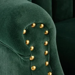 Garnero Arredamenti Poltrone Design|Poltrone Relax-Poltrona classica relax imbottita in velluto verde scuro Mazia Tessuto Vellutino Verde