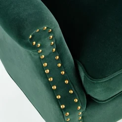 Garnero Arredamenti Poltrone Design|Poltrone Relax-Poltrona classica relax imbottita in velluto verde scuro Mazia Tessuto Vellutino Verde