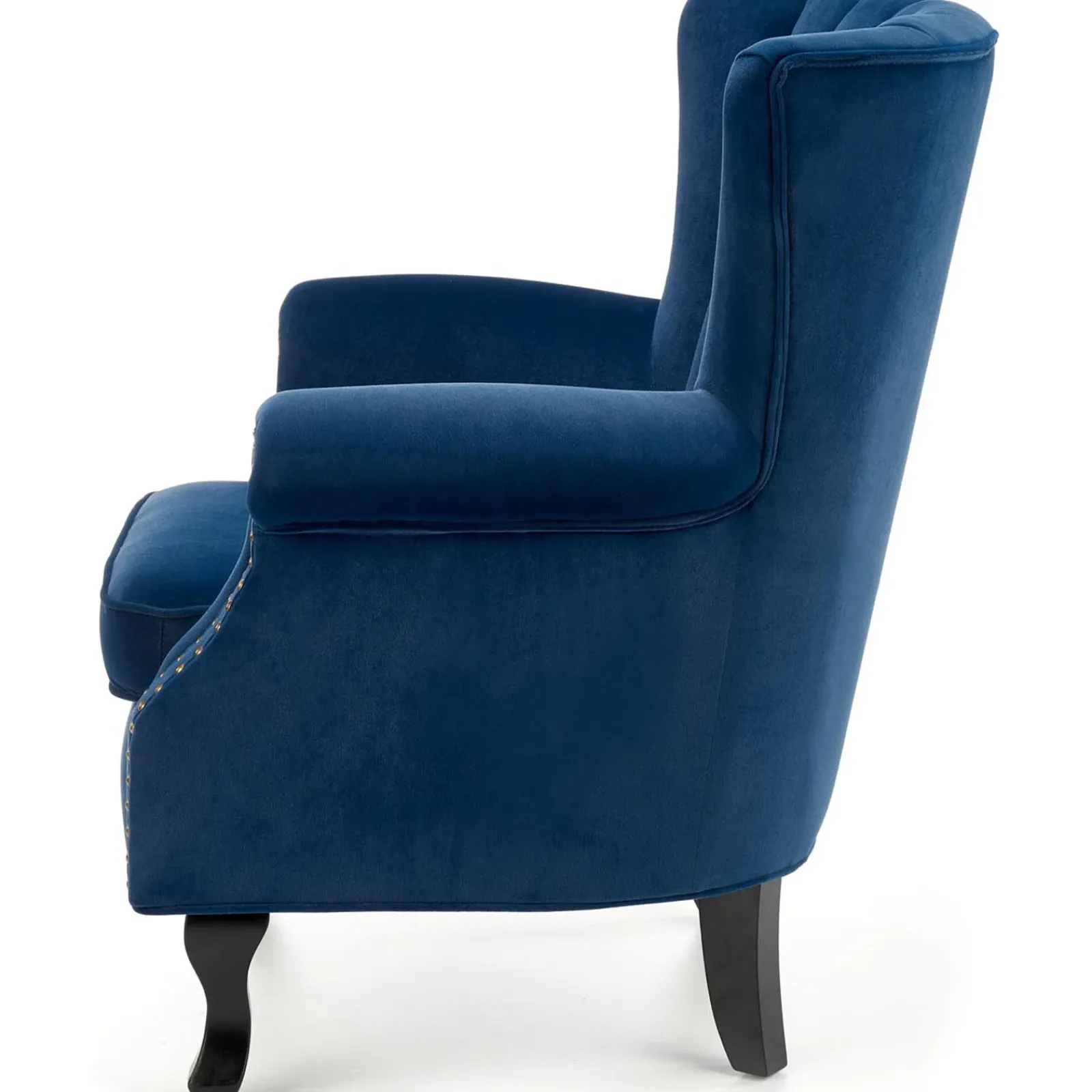 Garnero Arredamenti Poltrone Design|Poltrone Relax-Poltrona classica relax imbottita in velluto blu Mazia Tessuto Velluto Blu