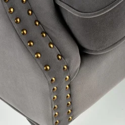 Garnero Arredamenti Poltrone Design|Poltrone Relax-Poltrona classica relax imbottita in velluto grigio Mazia Tessuto Velluto Grigio