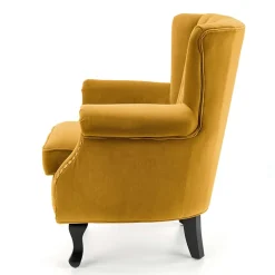 Garnero Arredamenti Poltrone Design|Poltrone Relax-Poltrona classica relax imbottita in velluto Mazia Senape