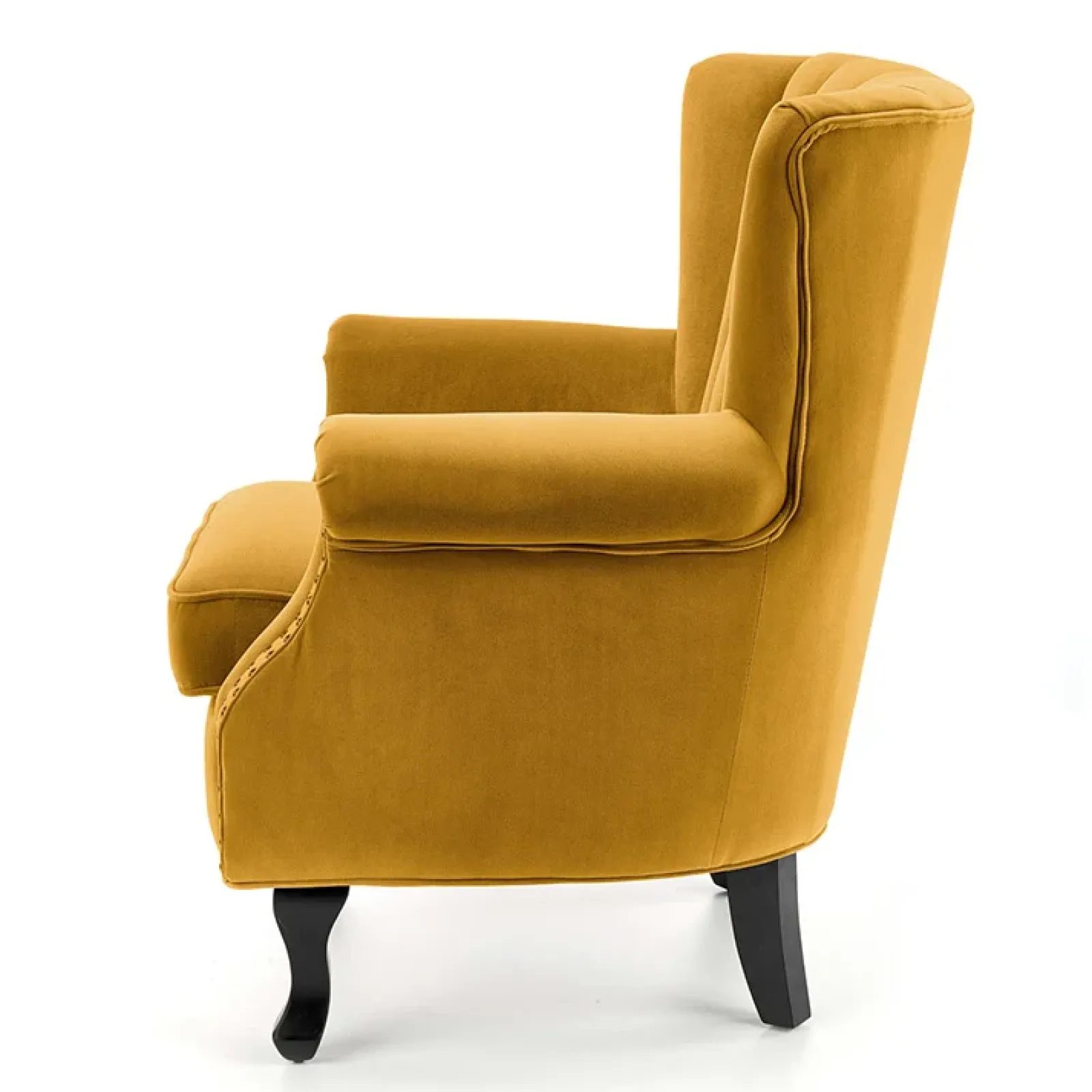 Garnero Arredamenti Poltrone Design|Poltrone Relax-Poltrona classica relax imbottita in velluto Mazia Senape