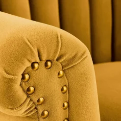 Garnero Arredamenti Poltrone Design|Poltrone Relax-Poltrona classica relax imbottita in velluto Mazia Senape