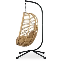 Garnero Arredamenti Dondoli Da Giardino|Poltrone Da Giardino-Poltrona da giardino a dondolo sospesa con cuscini Swing Beige
