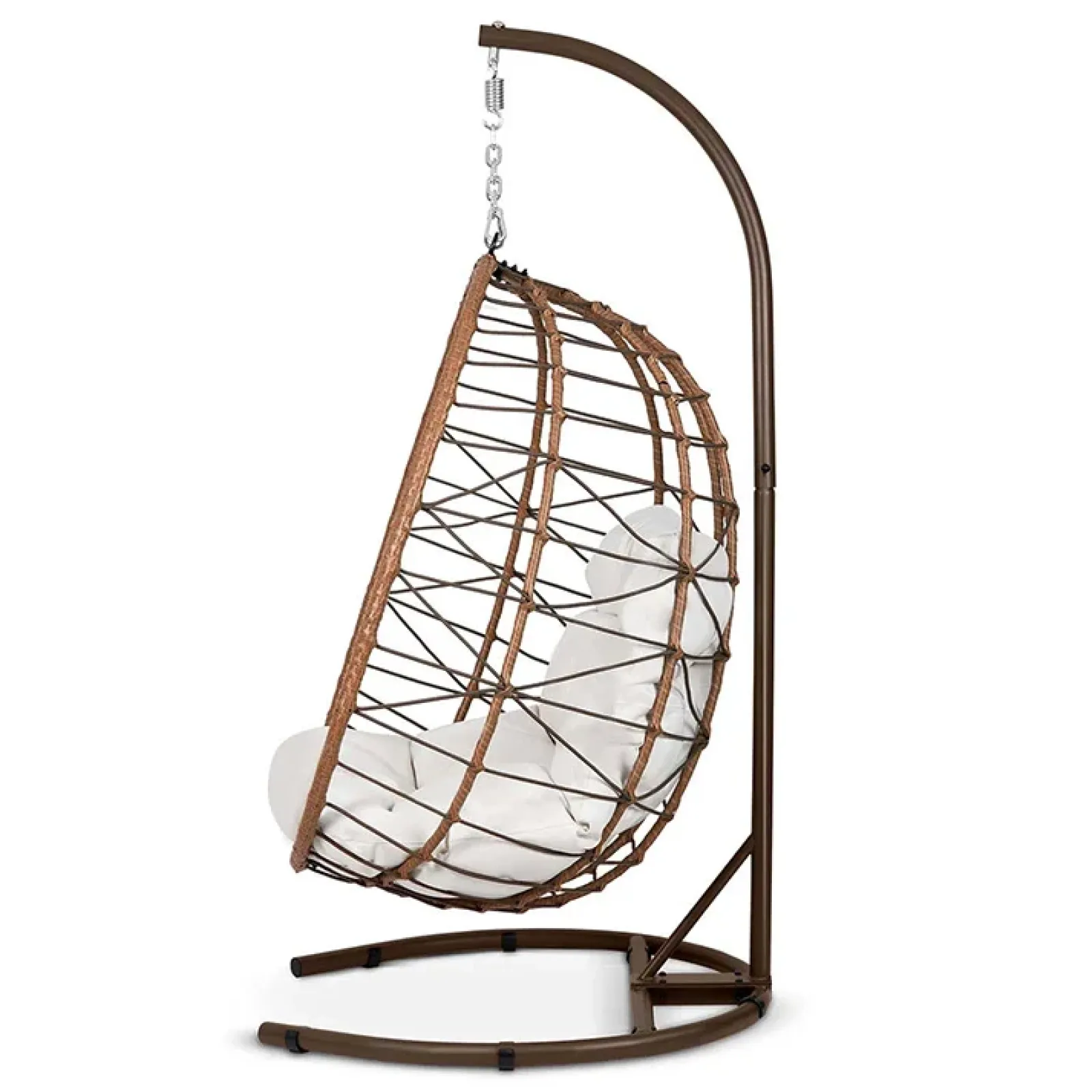 Garnero Arredamenti Dondoli Da Giardino|Poltrone Da Giardino-Poltrona da giardino a dondolo sospesa con cuscini beige Breeze Rovere