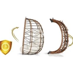 Garnero Arredamenti Dondoli Da Giardino|Poltrone Da Giardino-Poltrona da giardino a dondolo sospesa con cuscini beige Breeze Rovere