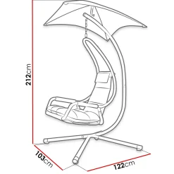 Garnero Arredamenti Dondoli Da Giardino|Poltrone Da Giardino-Poltrona da giardino a dondolo sospesa 103x212h cm nero grigio Onda