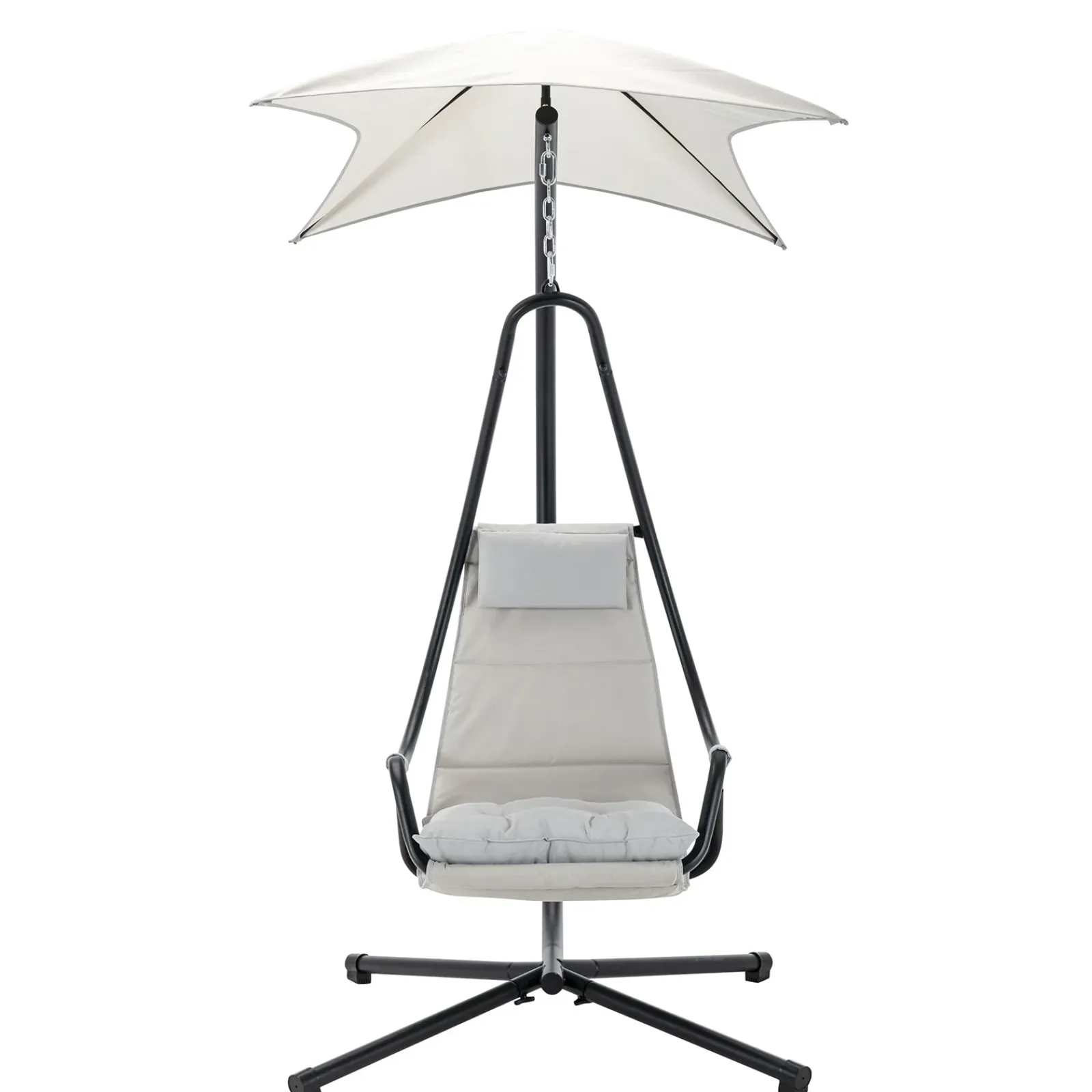 Garnero Arredamenti Dondoli Da Giardino|Poltrone Da Giardino-Poltrona da giardino a dondolo sospesa 103x212h cm nero grigio Onda