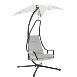 Garnero Arredamenti Dondoli Da Giardino|Poltrone Da Giardino-Poltrona da giardino a dondolo sospesa 103x212h cm nero grigio Onda