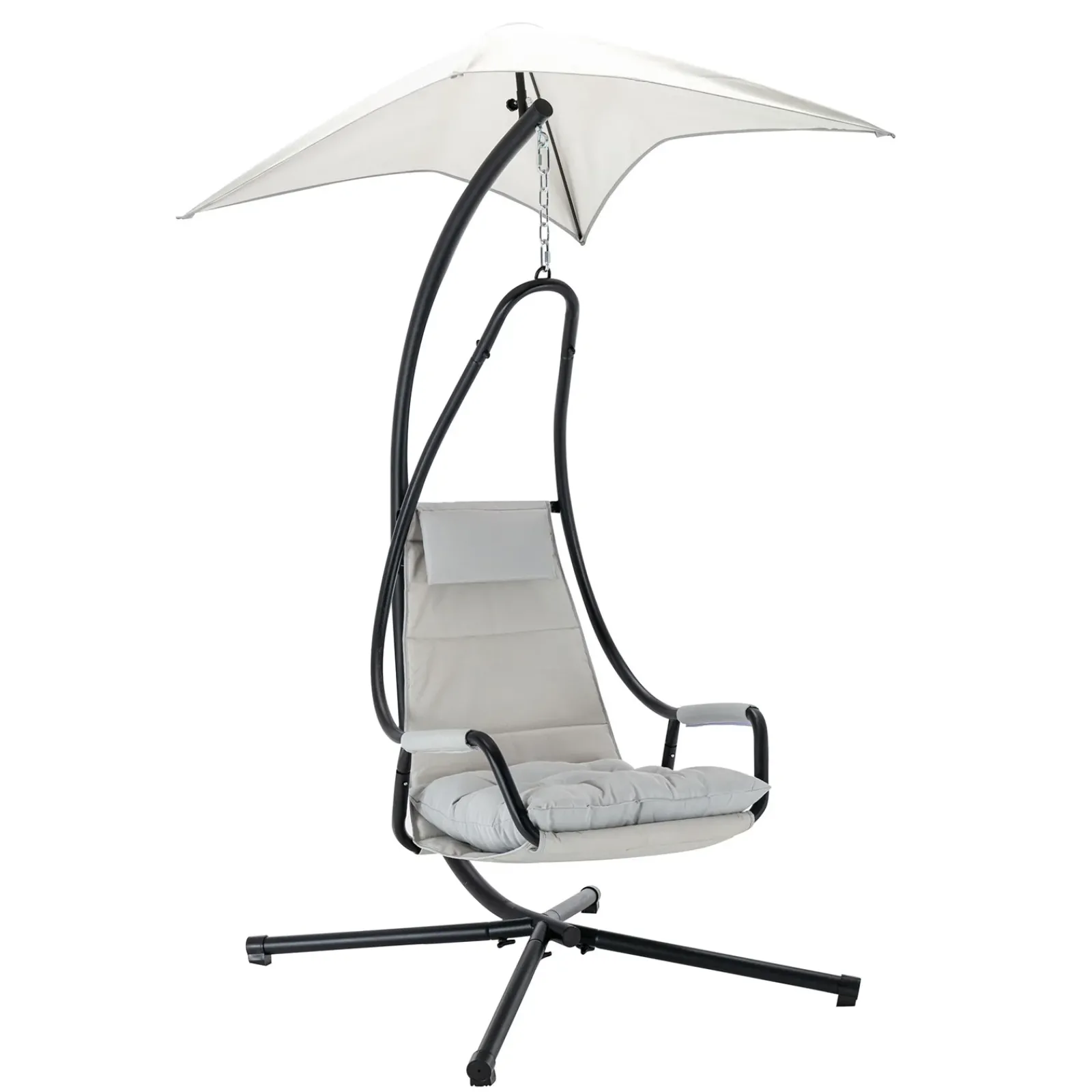 Garnero Arredamenti Dondoli Da Giardino|Poltrone Da Giardino-Poltrona da giardino a dondolo sospesa 103x212h cm nero grigio Onda