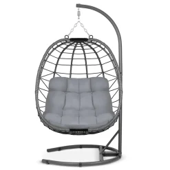 Garnero Arredamenti Dondoli Da Giardino|Poltrone Da Giardino-Poltrona da giardino a dondolo sospesa con cuscini Breeze Grigio