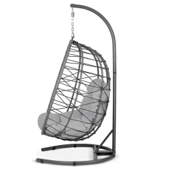 Garnero Arredamenti Dondoli Da Giardino|Poltrone Da Giardino-Poltrona da giardino a dondolo sospesa con cuscini Breeze Grigio