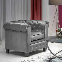 Garnero Arredamenti Poltrone Design|Poltrone Relax-Poltrona da sala imbottita in velluto nero Spina Grigio