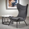 Garnero Arredamenti Poltrone Design|Poltrone Relax-Poltrona da salotto imbottita in tessuto antracite nero Canova