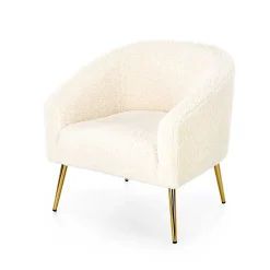 Garnero Arredamenti Poltrone Design|Poltrone Relax-Poltrona da salotto in tessuto panna e acciaio oro Camel