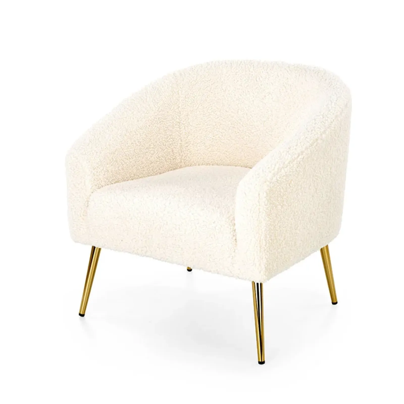 Garnero Arredamenti Poltrone Design|Poltrone Relax-Poltrona da salotto in tessuto panna e acciaio oro Camel