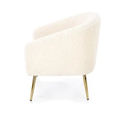 Garnero Arredamenti Poltrone Design|Poltrone Relax-Poltrona da salotto in tessuto panna e acciaio oro Camel