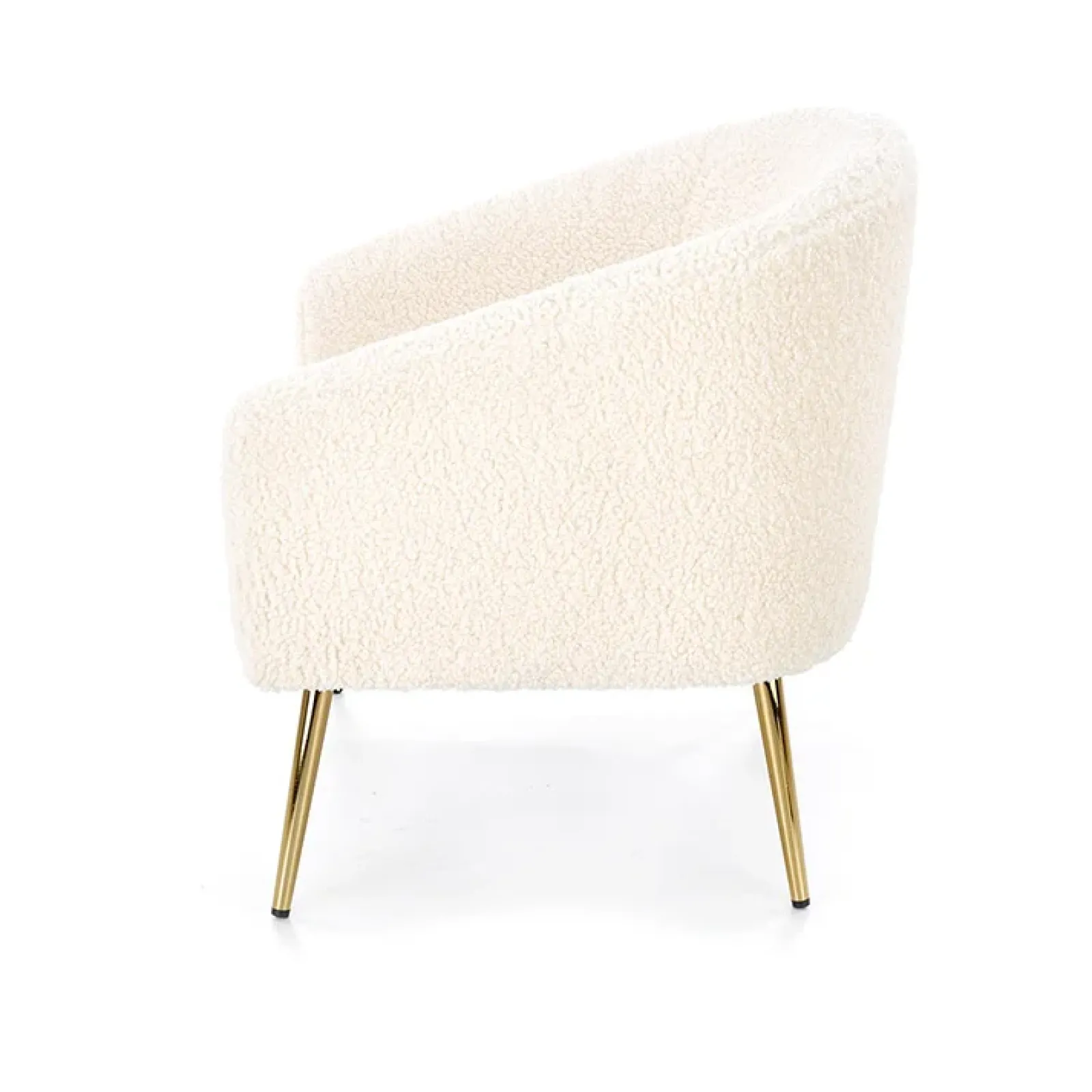 Garnero Arredamenti Poltrone Design|Poltrone Relax-Poltrona da salotto in tessuto panna e acciaio oro Camel