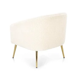 Garnero Arredamenti Poltrone Design|Poltrone Relax-Poltrona da salotto in tessuto panna e acciaio oro Camel