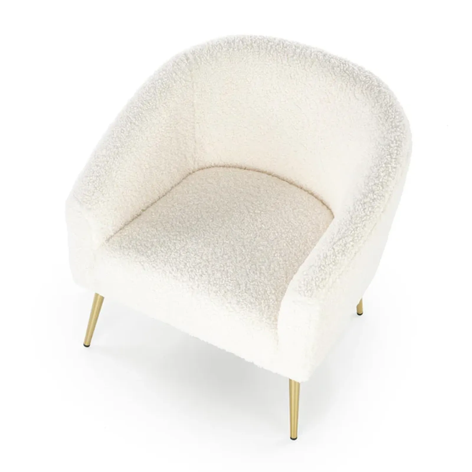 Garnero Arredamenti Poltrone Design|Poltrone Relax-Poltrona da salotto in tessuto panna e acciaio oro Camel