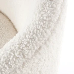 Garnero Arredamenti Poltrone Design|Poltrone Sala D'attesa-Poltrona design a pozzetto tessuto bouclè bianco crema legno Alaska