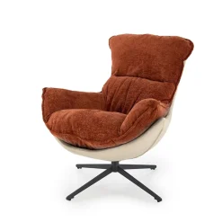 Garnero Arredamenti Poltrone Design|Poltrone Sala D'attesa-Poltrona design girevole effetto tobago ecopelle arancione beige Auckland