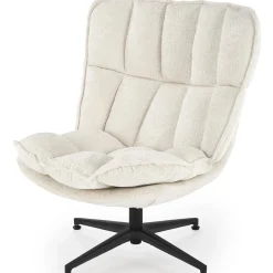 Garnero Arredamenti Poltrone Design|Poltrone Relax-Poltrona design girevole imbottita in tessuto panna nero Montana