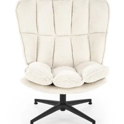 Garnero Arredamenti Poltrone Design|Poltrone Relax-Poltrona design girevole imbottita in tessuto panna nero Montana