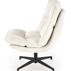 Garnero Arredamenti Poltrone Design|Poltrone Relax-Poltrona design girevole imbottita in tessuto panna nero Montana