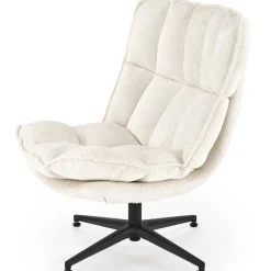 Garnero Arredamenti Poltrone Design|Poltrone Relax-Poltrona design girevole imbottita in tessuto panna nero Montana